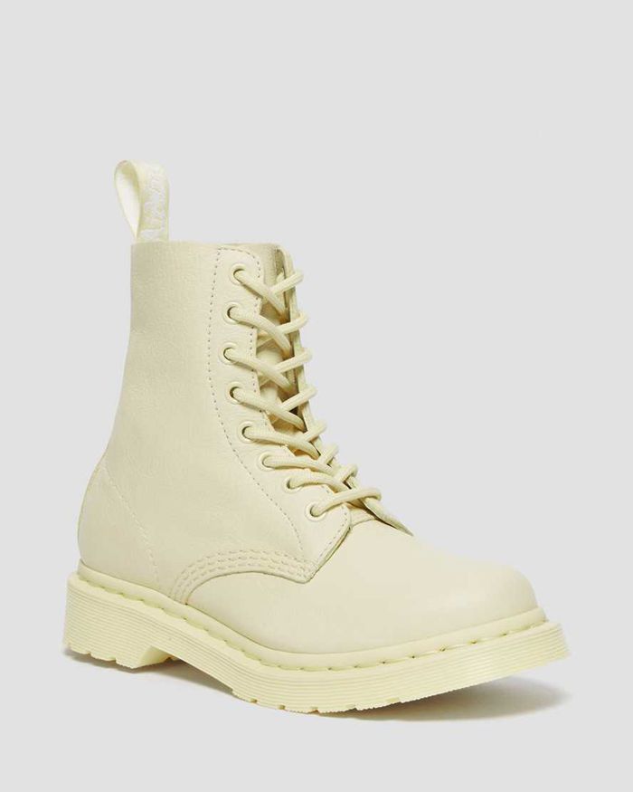 Dr Martens Womens 1460 Pascal Mono Lace Up Ankle Boots Beige - 47895BQOH